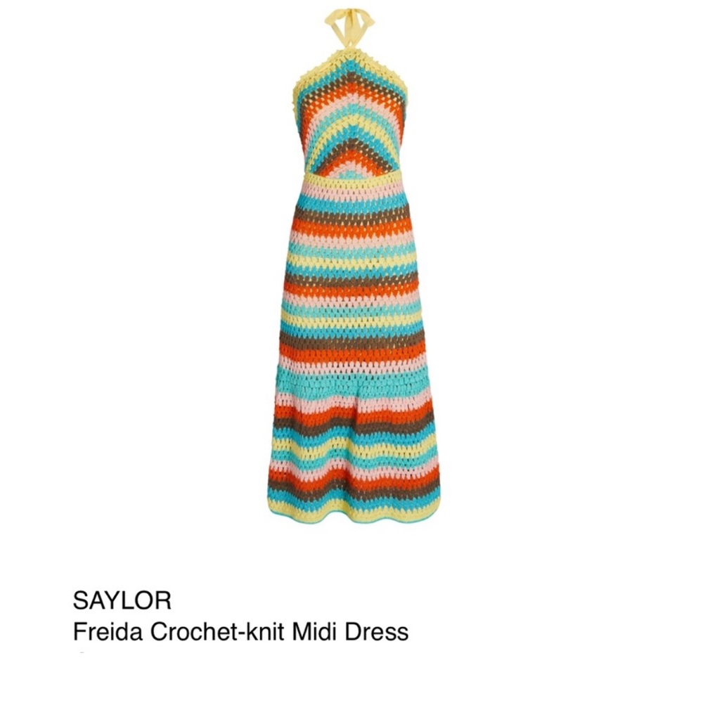 SAYLOR freida crochet-knit midi dress